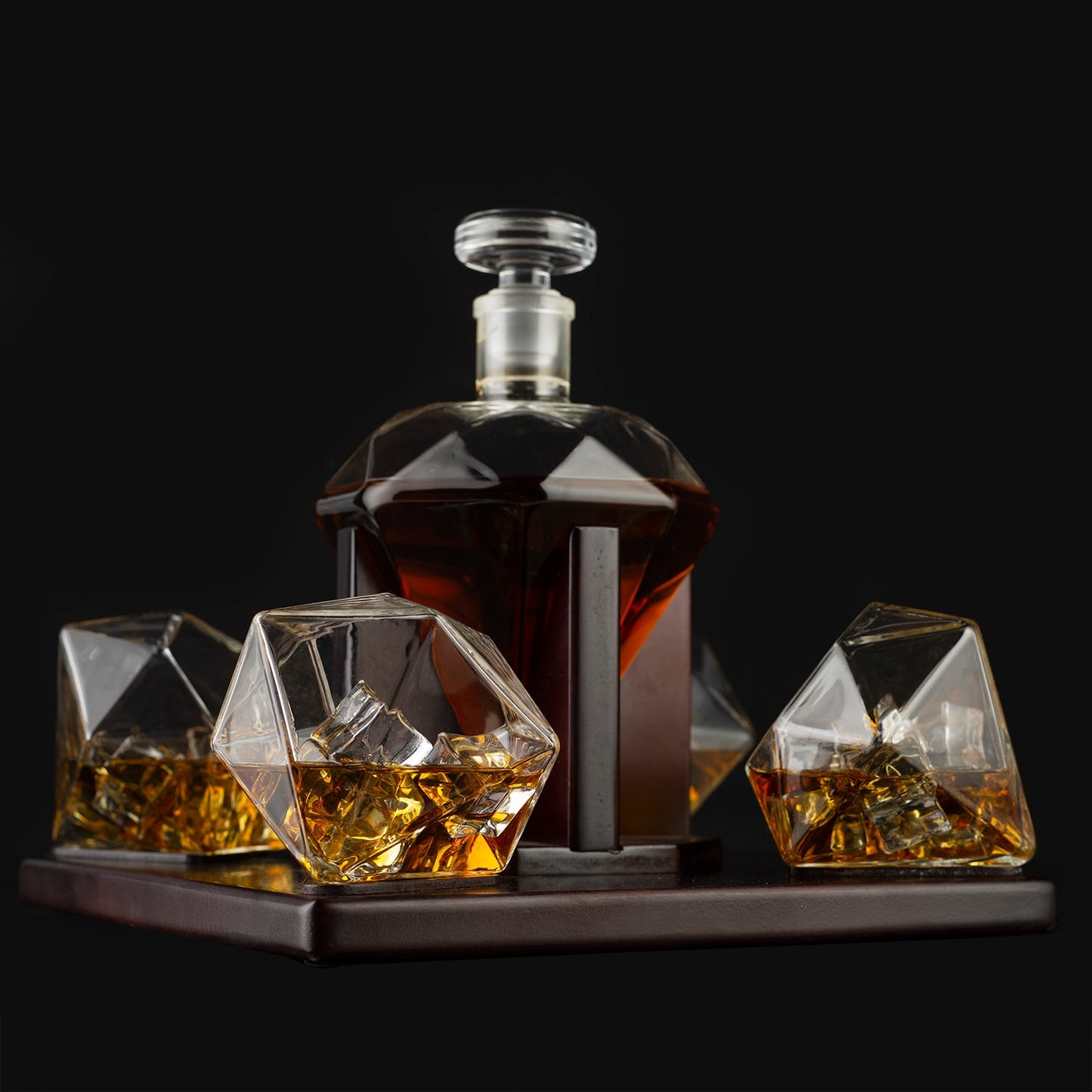 The Wine Savant Diamond Whiskey and Wine Decanter - With 4 Glasses - by The Wine Savant