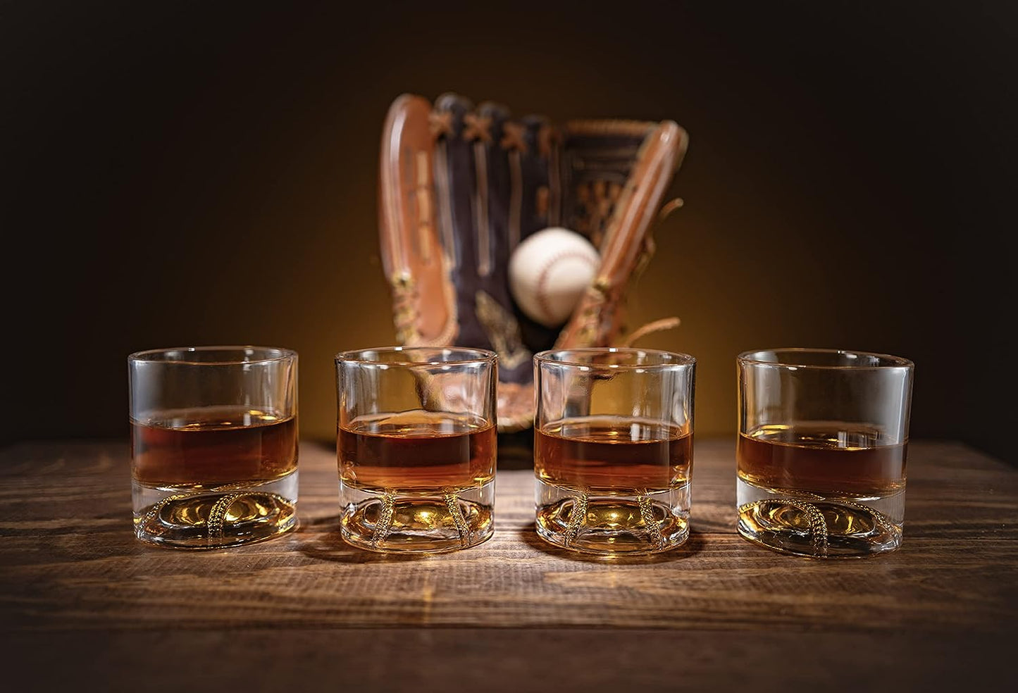 Baseball Whiskey Glasses - 4 Glasses - 12oz - by The Wine Savant