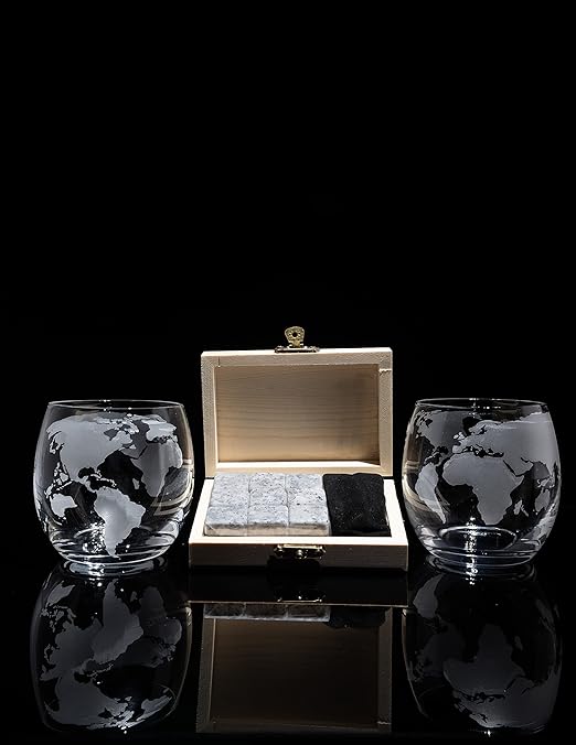 Whiskey & Wine Decanter Globe World Set - by The Wine Savant