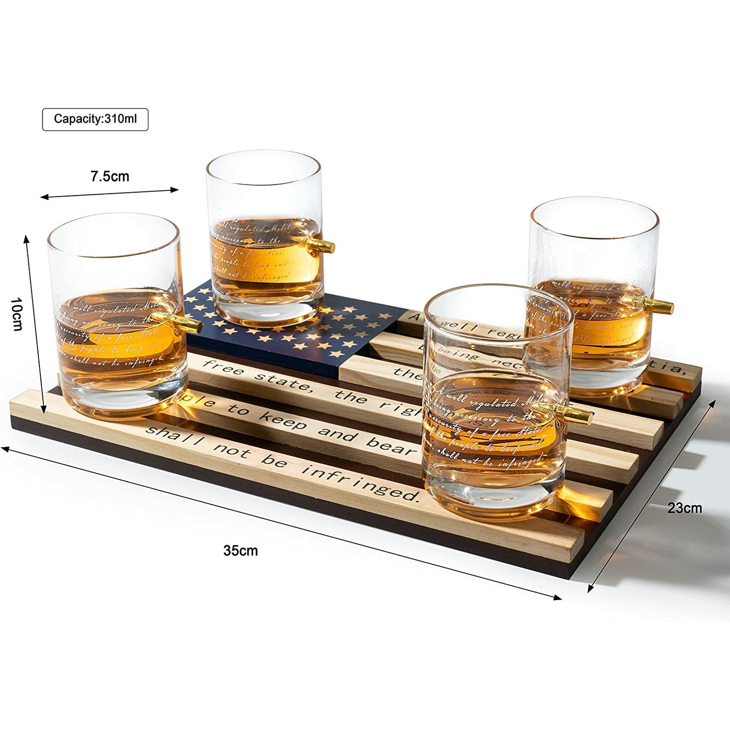 2nd Amendment American Flag Bullet Glasses - by The Wine Savant