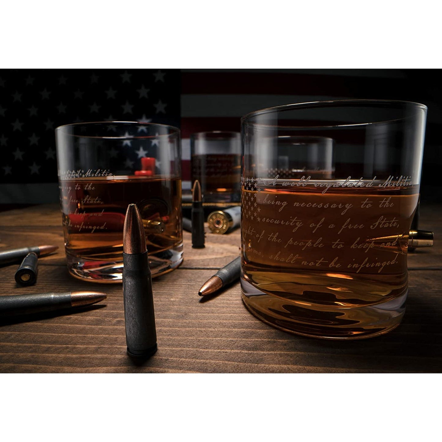 2nd Amendment American Flag Bullet Glasses - by The Wine Savant