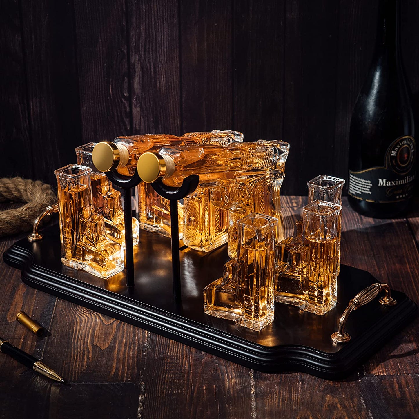 Pistol Whiskey & Wine Decanter Gift Set - by The Wine Savant