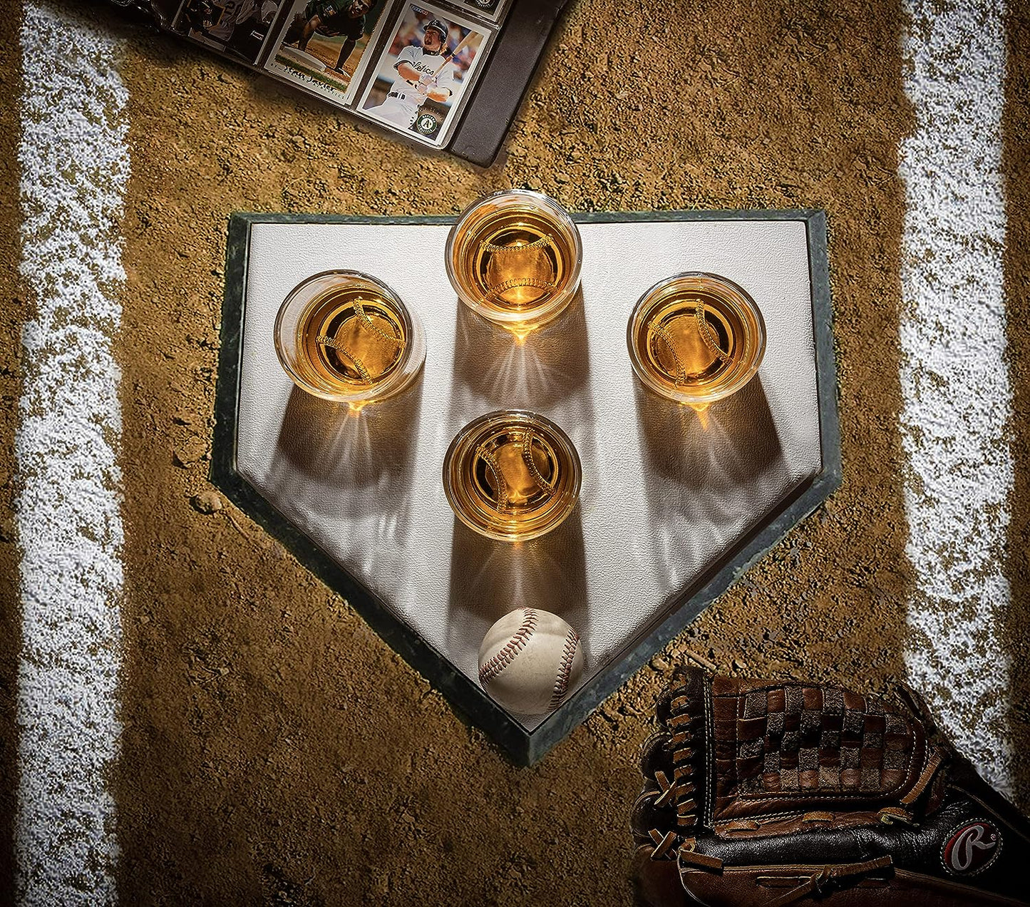 Baseball Whiskey Glasses - 4 Glasses - 12oz - by The Wine Savant