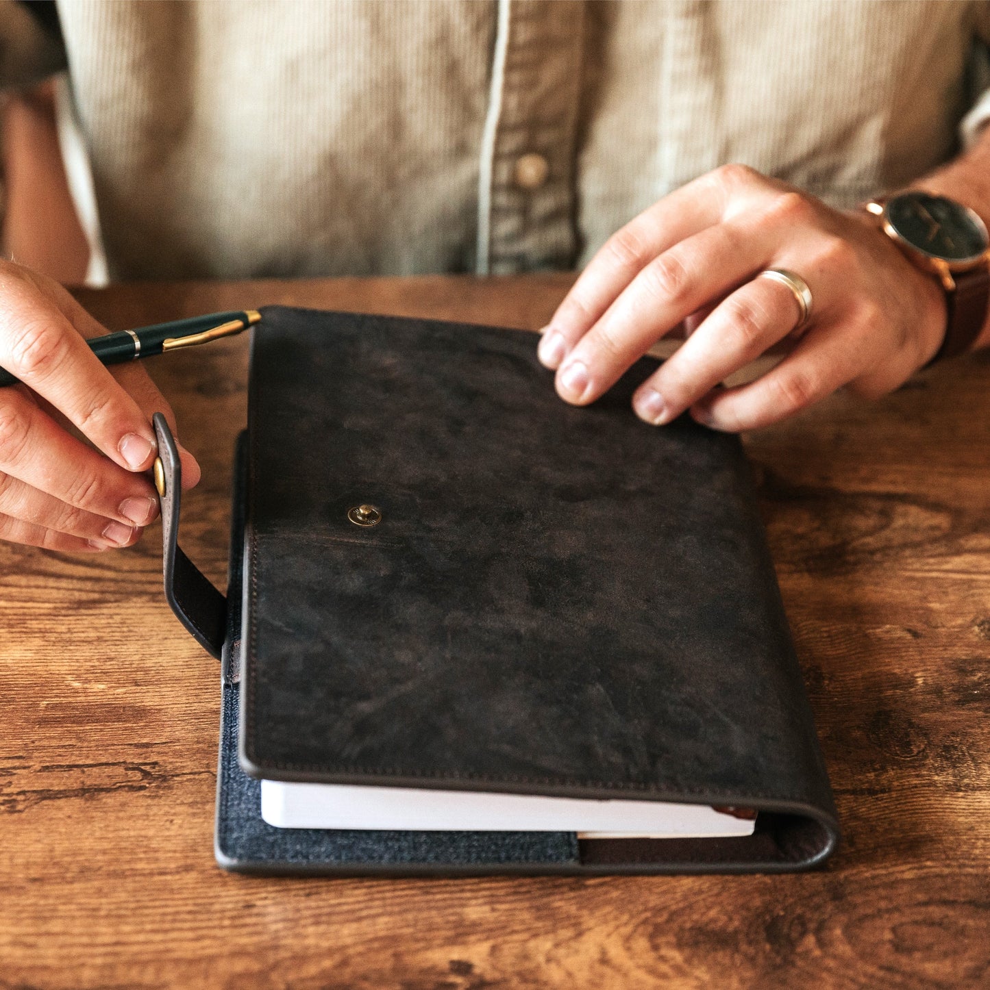 Bucksaw Refillable Brown Leather Journal by Case Elegance