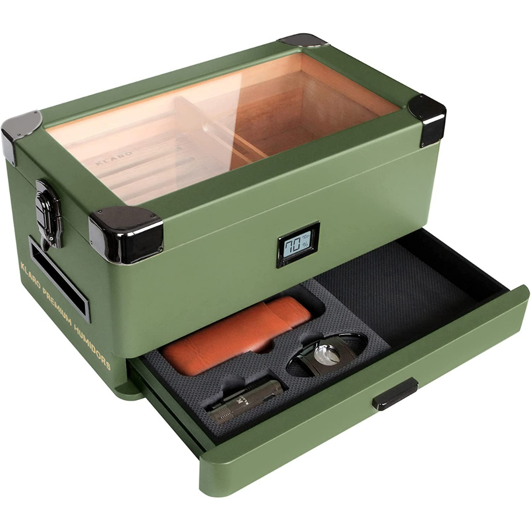 Military Glass Top Humidor by Case Elegance