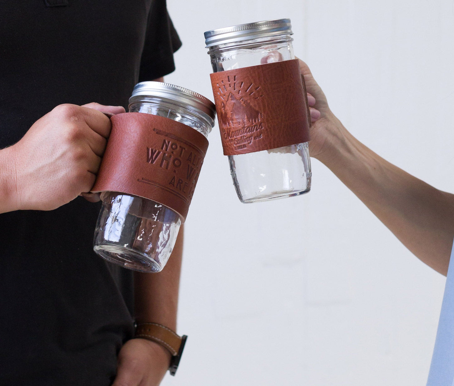 Leather Mason Jar Coozie by Lifetime Leather Co