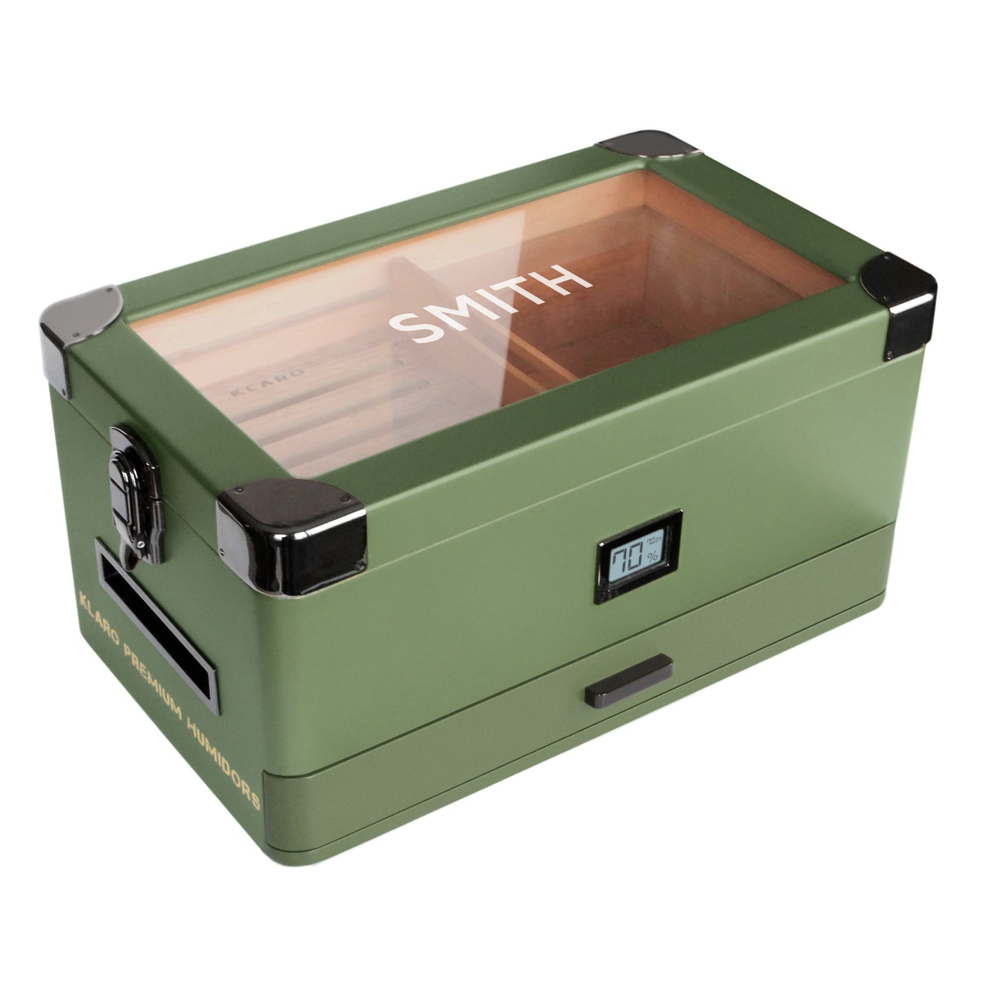 Military Glass Top Humidor by Case Elegance