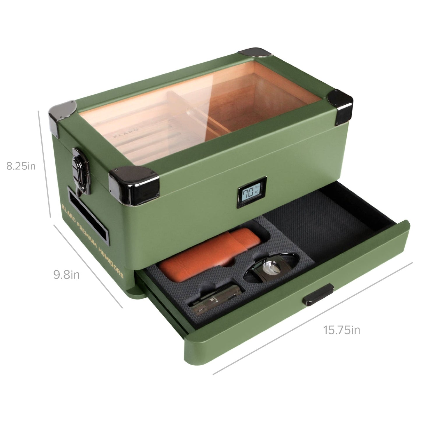 Military Glass Top Humidor by Case Elegance