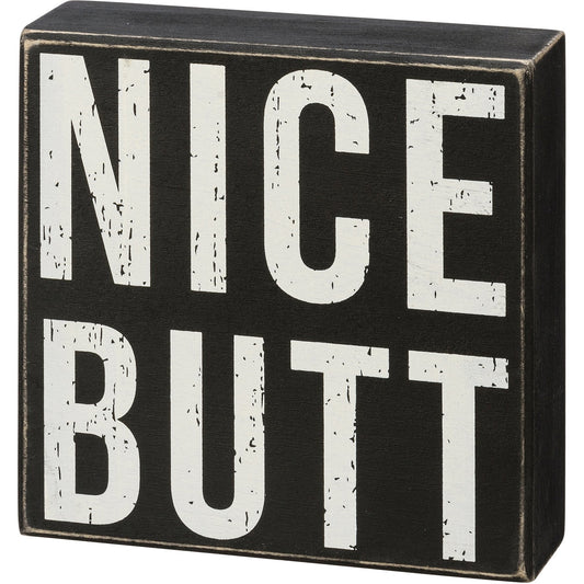 Nice Butt Box Sign | Wood | Funny Sign for Bathroom by The Bullish Store