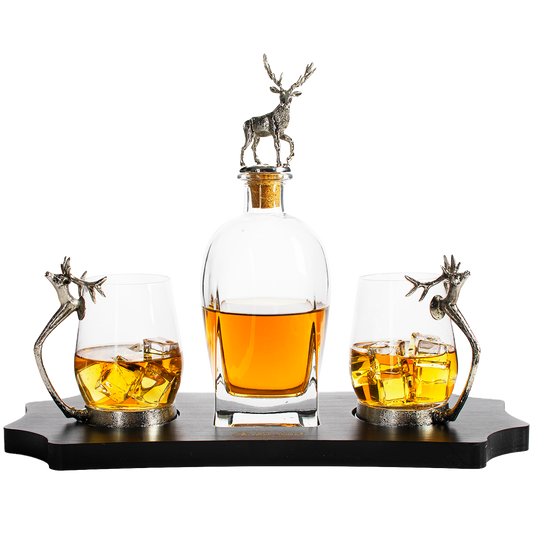 Stag Antler Decanter Set with 2 Stag Glasses - by The Wine Savant