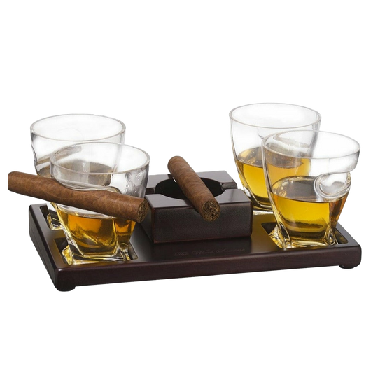 Cigar Holder Whiskey Glasses Set by The Wine Savant