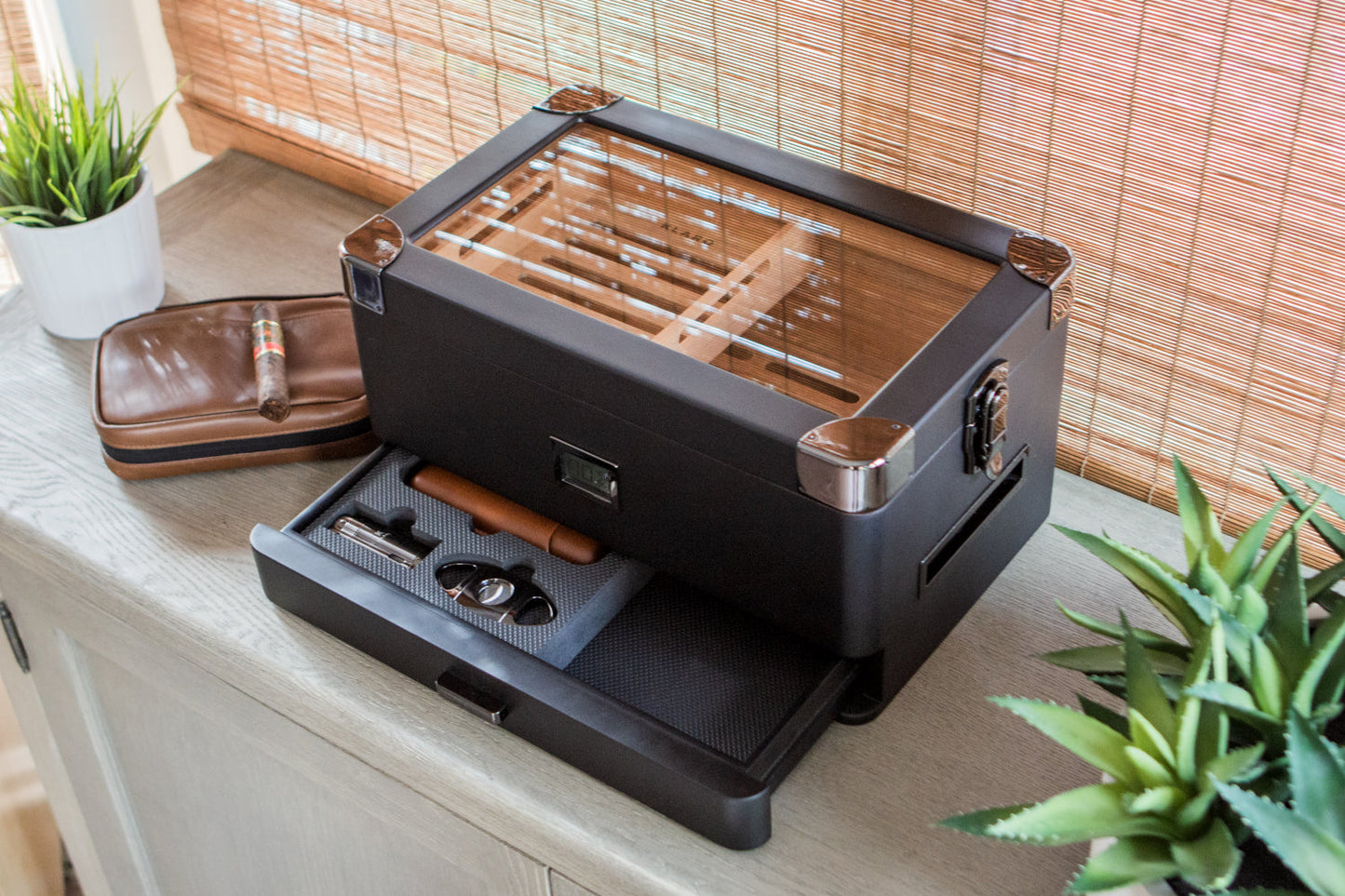 Black Edition Military Humidor by Case Elegance