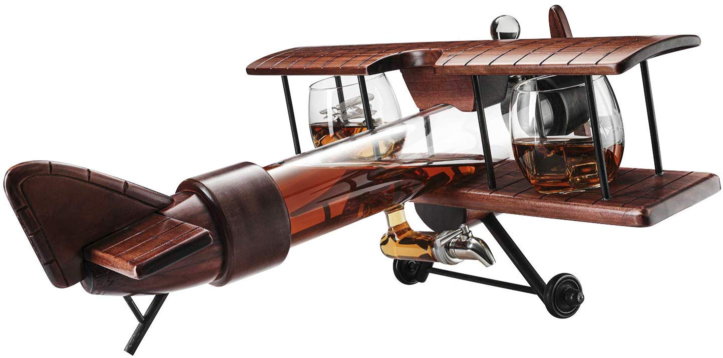 Whiskey Decanter Airplane Set - by The Wine Savant