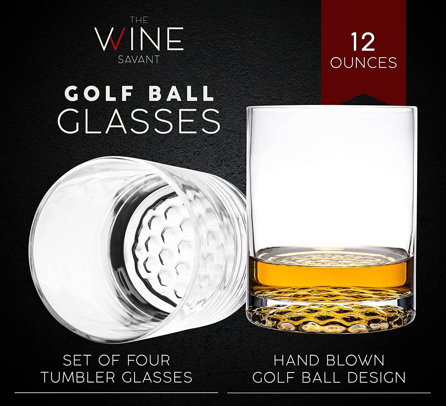 Golf Whiskey Decanter and 4 Liquor Glasses - by The Wine Savant