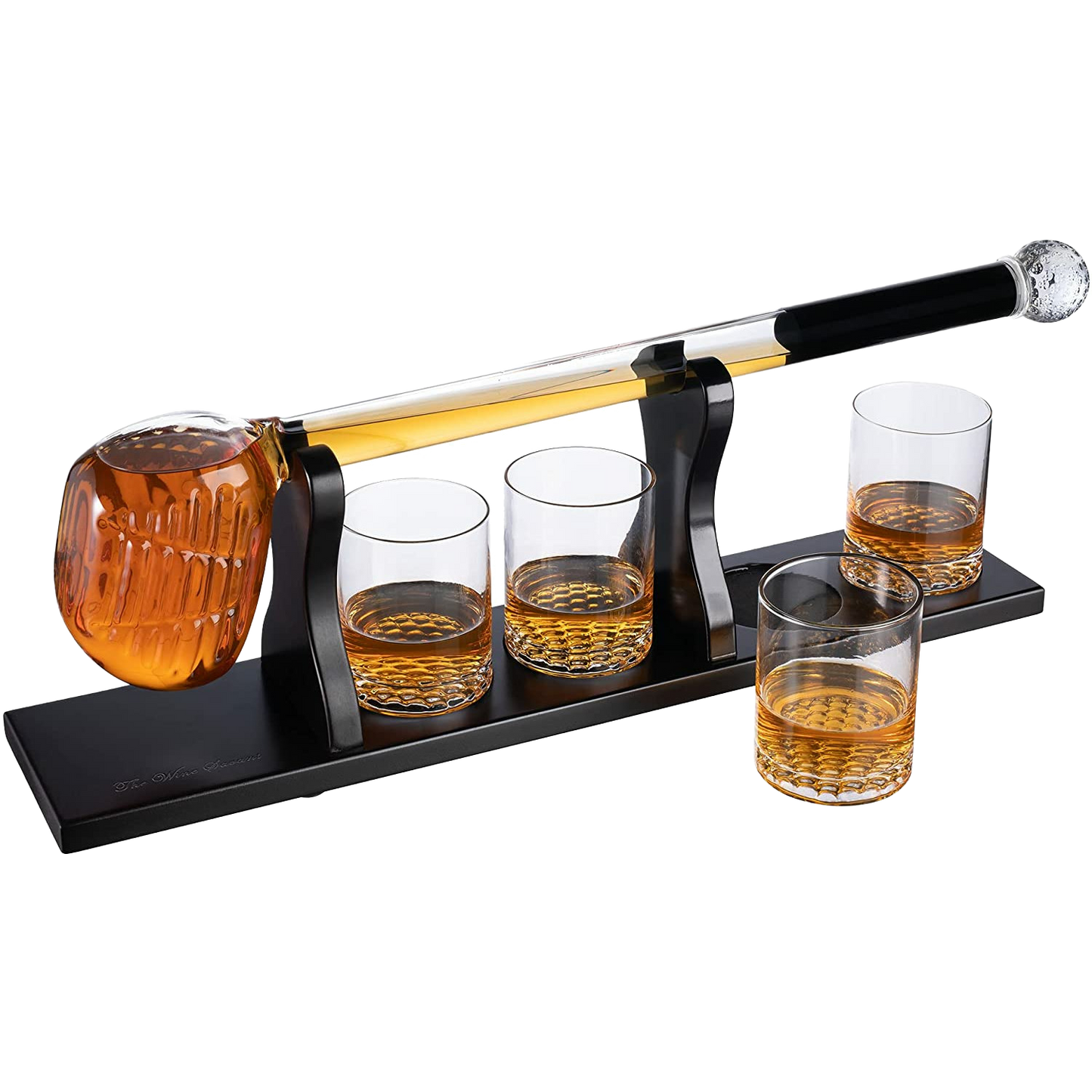 Golf Whiskey Decanter and 4 Liquor Glasses - by The Wine Savant