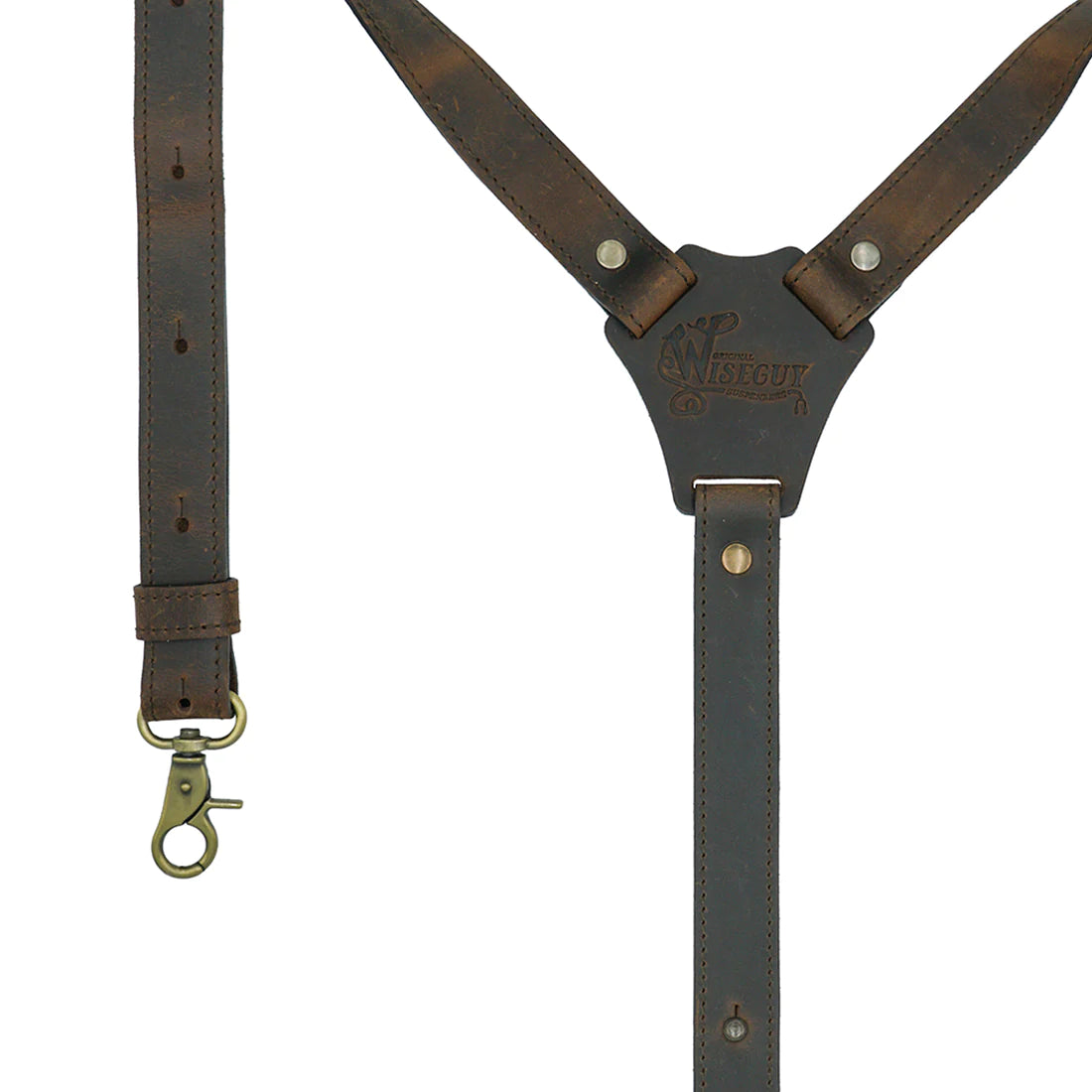 Crazy Horse Stitched Brown Slim Suspenders