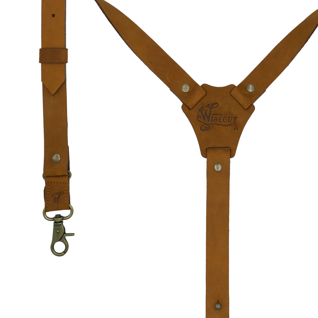 Crazy Horse Buckle Camel Brown Slim Suspenders