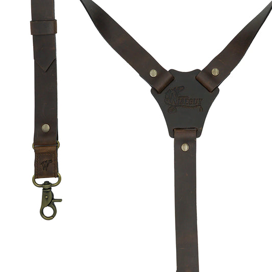 Crazy Horse Buckle Brown Slim Suspenders