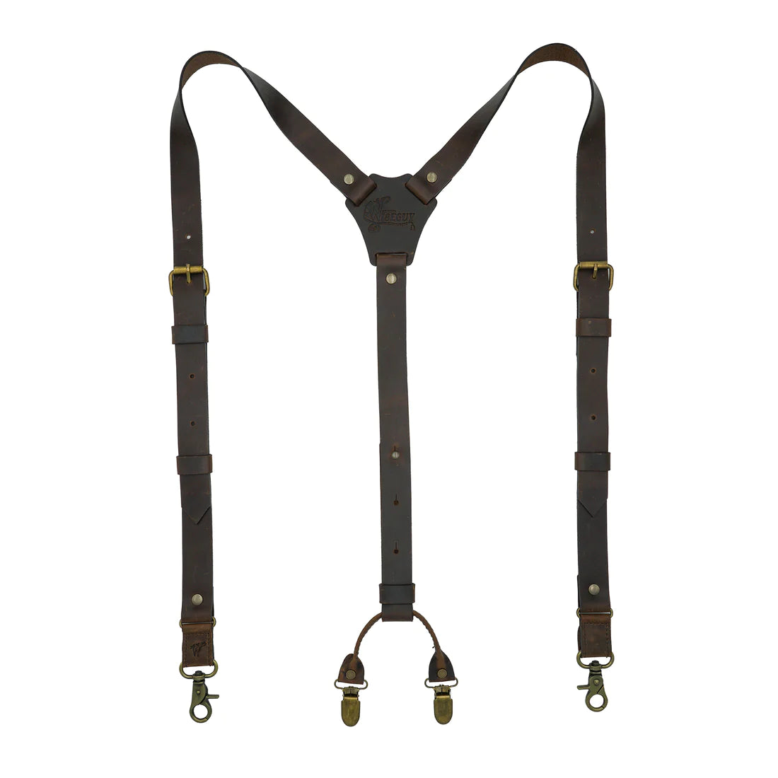 Crazy Horse Buckle Brown Slim Suspenders