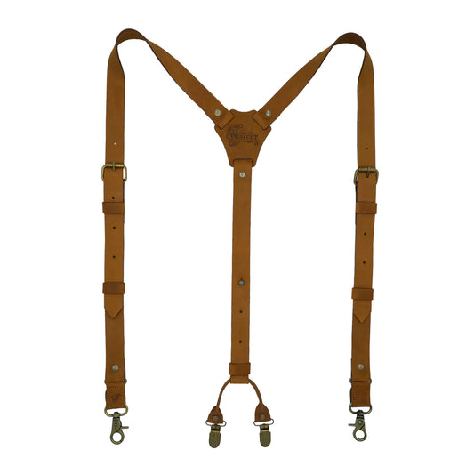 Crazy Horse Buckle Camel Brown Slim Suspenders