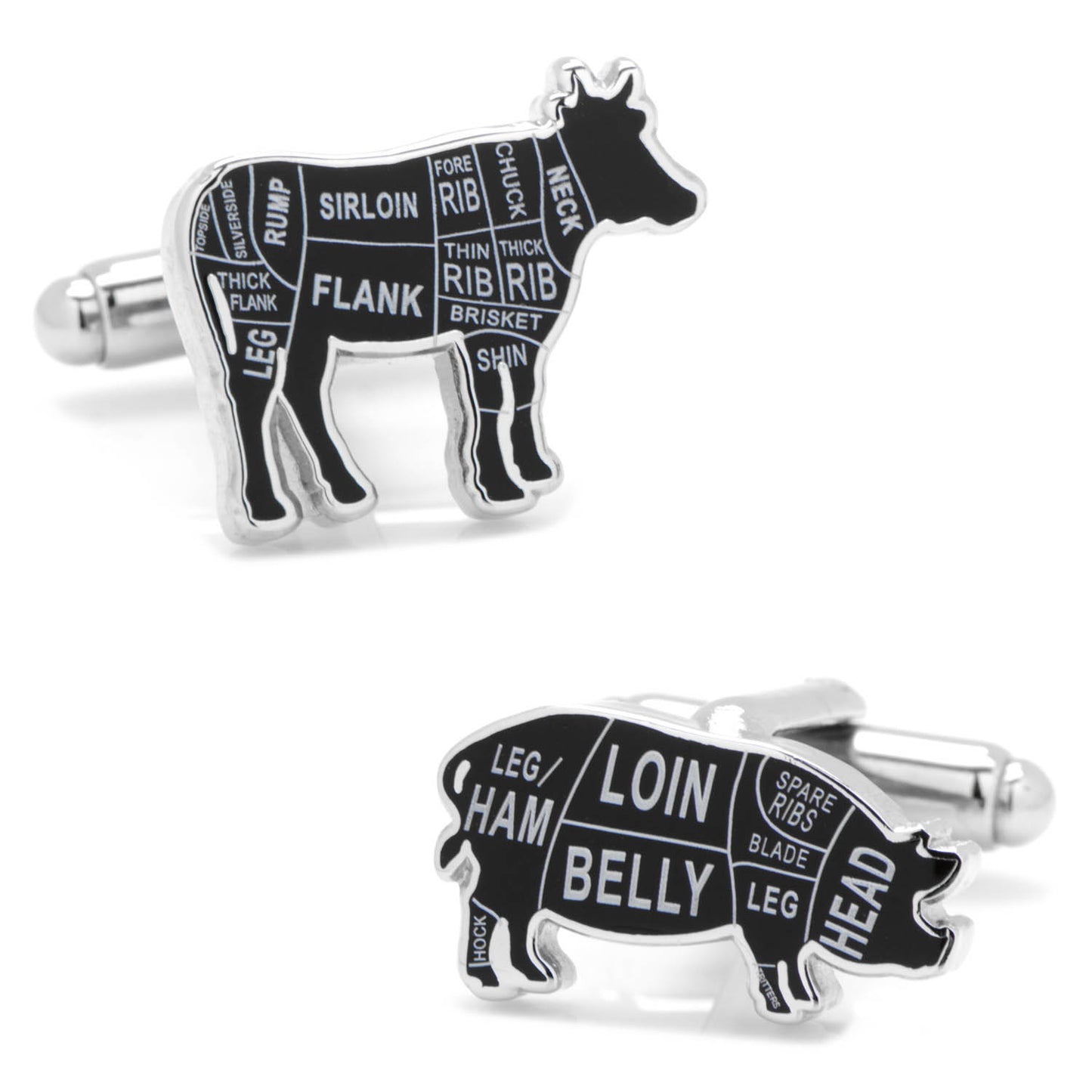 Beef and Pork Butcher Cuts Cufflinks