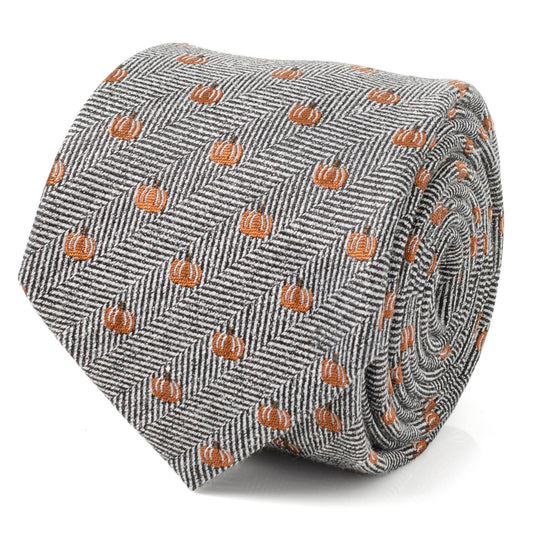 Holiday Pumpkin Herringbone Tie