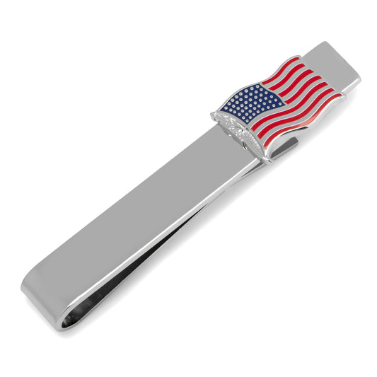 Waving American Flag Tie Bar