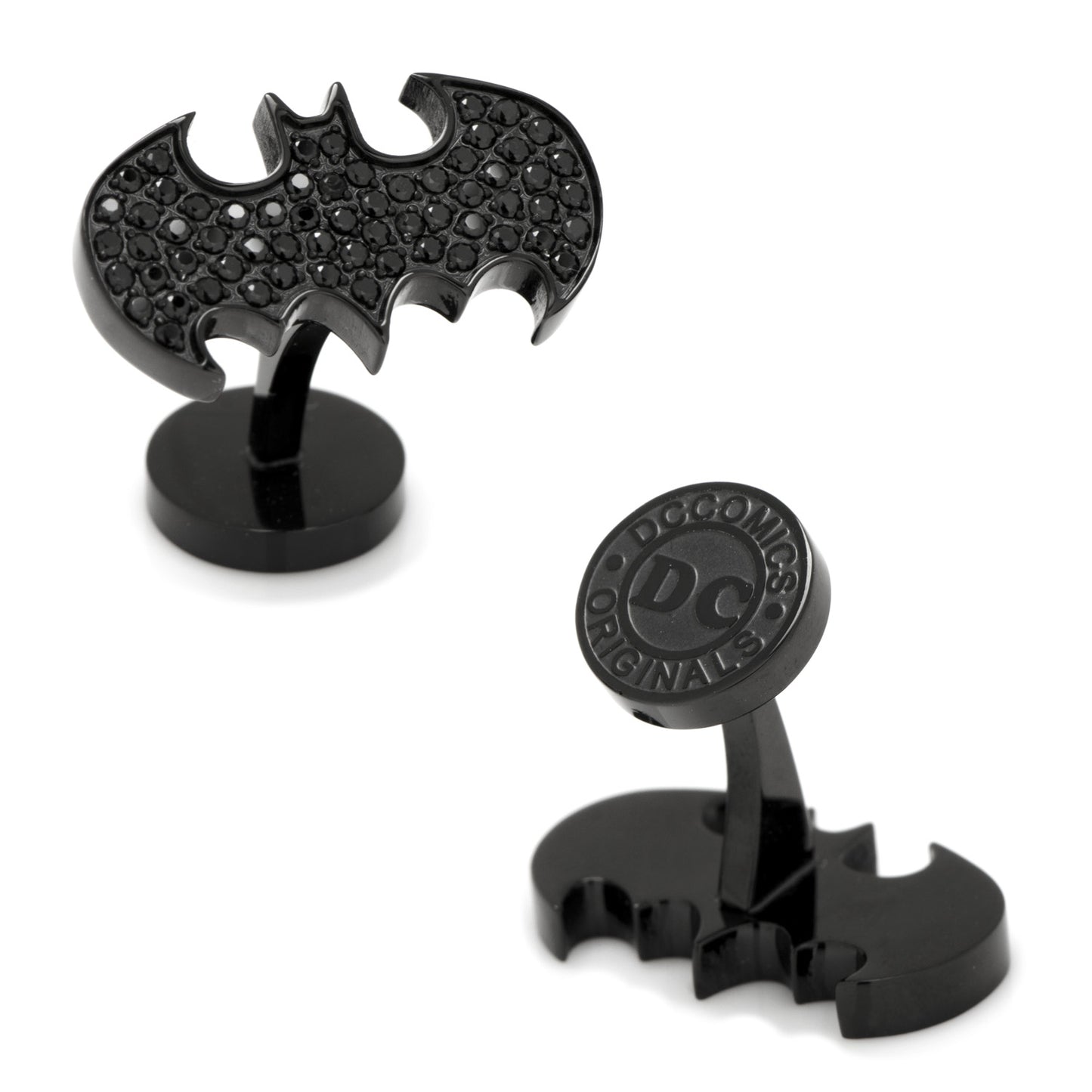 Stainless Steel Black Pave Crystal Batman Cufflinks