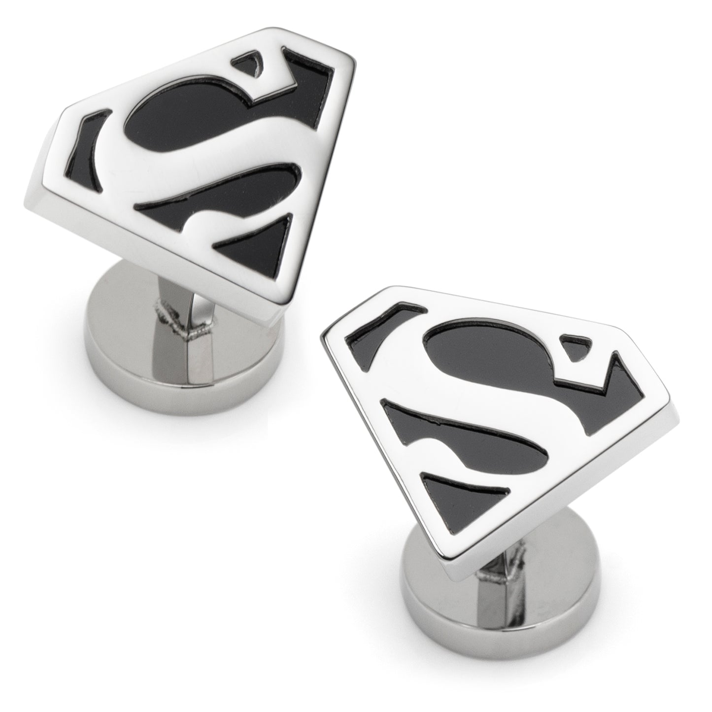 Superman Black Onyx Stainless Steel Cufflinks