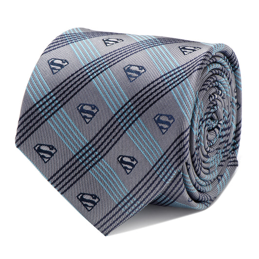 Superman Gray Plaid Tie