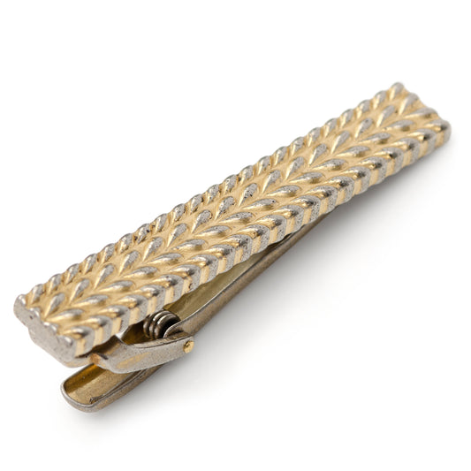 Antique Gold Herringbone Tie Clip