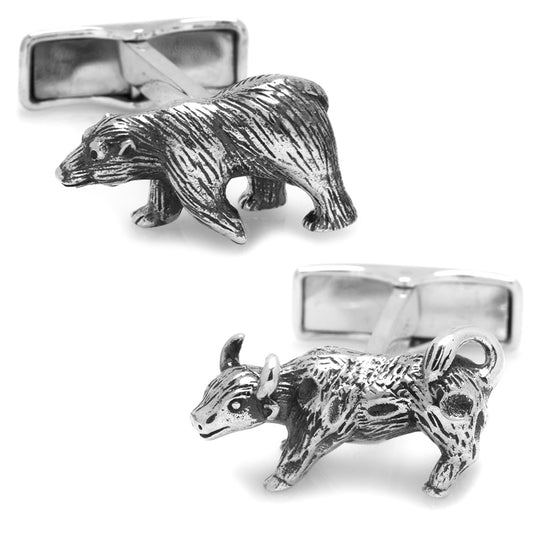 Sterling Bull and Bear Cufflinks